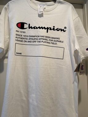 NWT Vintage Retro Champion White Heritage Graphic Logo Short Sleeve Tee Rare L